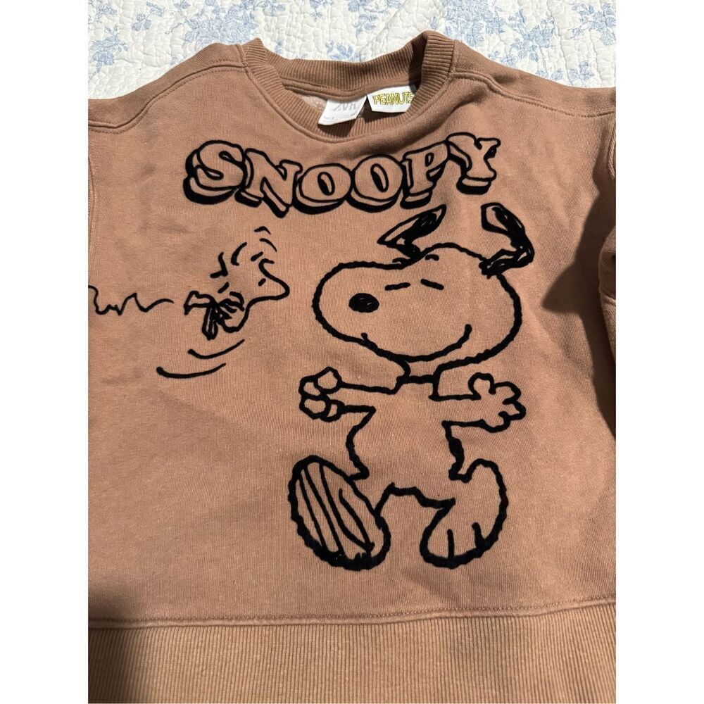 Zara snoopy peanuts flock sweatshirt in toffee 7
